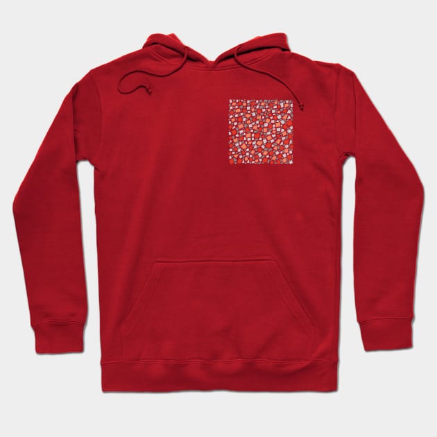 Broken Tiles Mosaic Pattern Bright Red Color Background GC-120-6 Hoodie by GraphicCharms